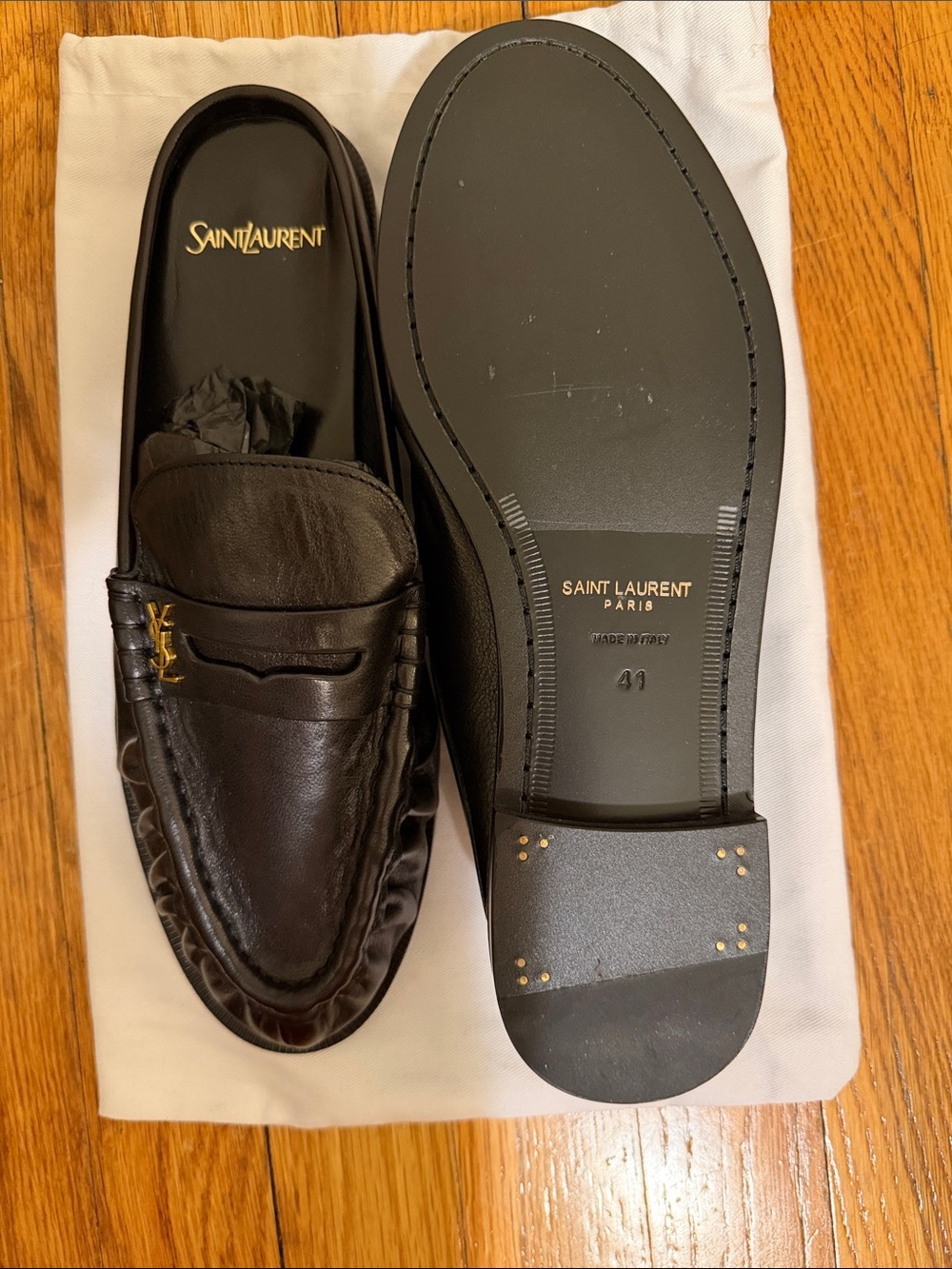 Saint Laurent Black Le Loafer Mules Shoes Size 41 (fits like 39.5) - Picture 2 of 6